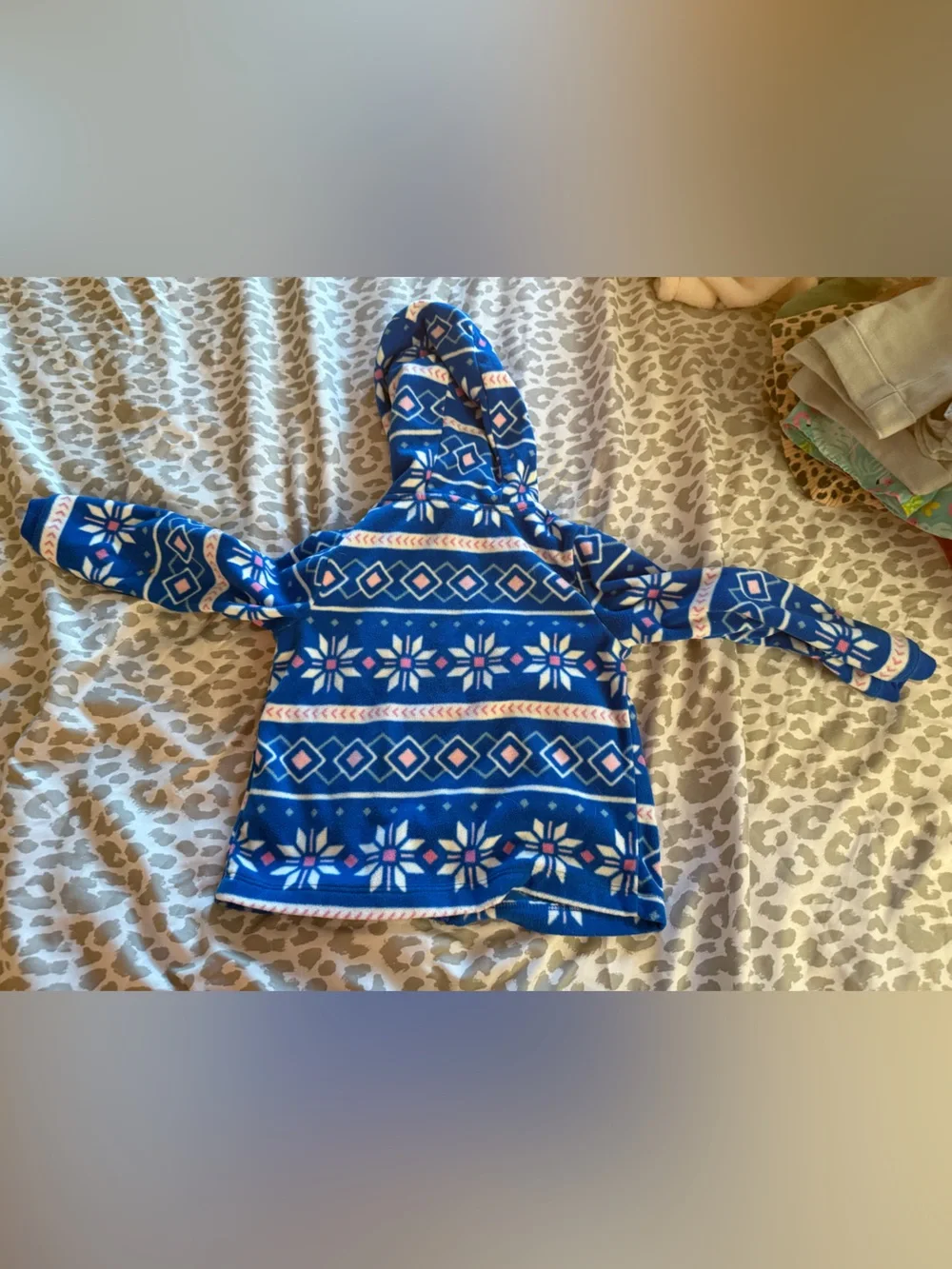 Carter’s Girl's Blue Patterned Hooded Fleece Jacket with Pink Leggings